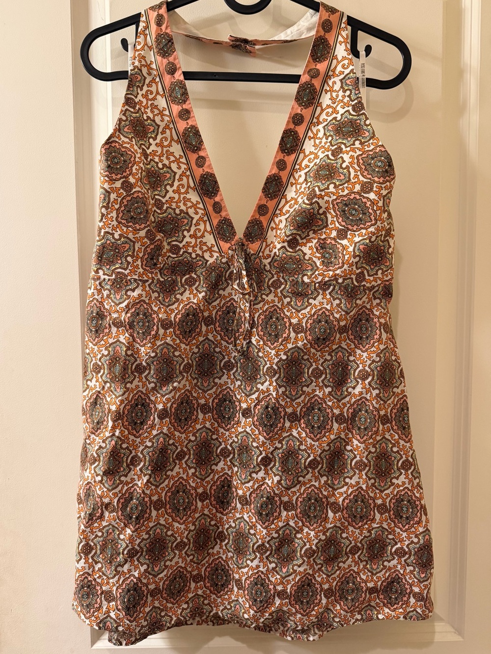 Laundry By Shelli Segal Peach and Brown Paisley V-Neck Camisole NWT